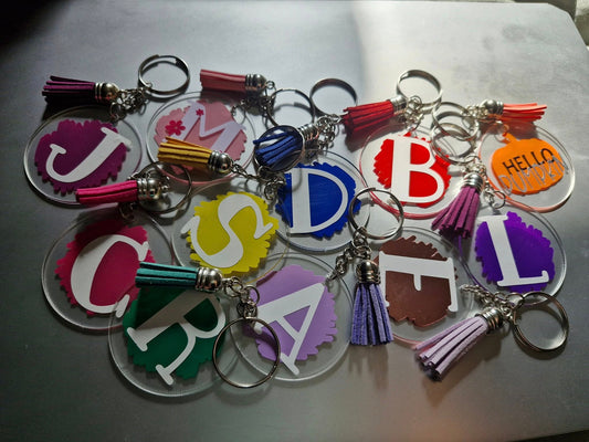 Letter personalised name handmade key ring/s gift-birthday Christmas valentines